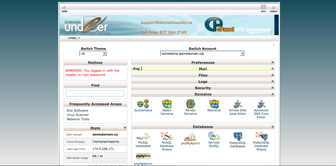 Select subdomain from domains area